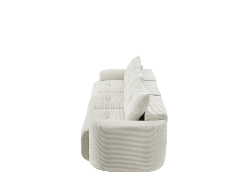 Canapé droit 3 places en velours côtelé beige crème, canapé modulable - Conforama R