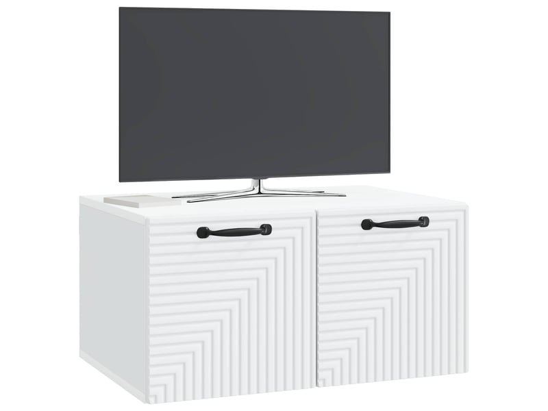  Meuble tv - banc tv - meuble de rangement mural blanc 59,5 x 41 x 30 cm bois d'ingénierie  - Conforama C