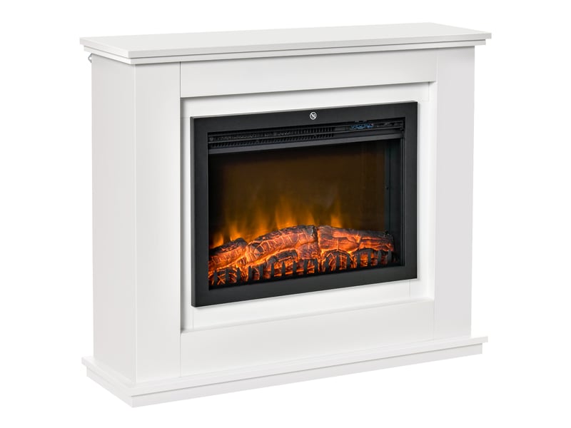 Cheminée électrique avec effet flammes réglable, cadre mdf blanc, 10002000 w, 98 x 27,5 x 80 cm - Conforama A