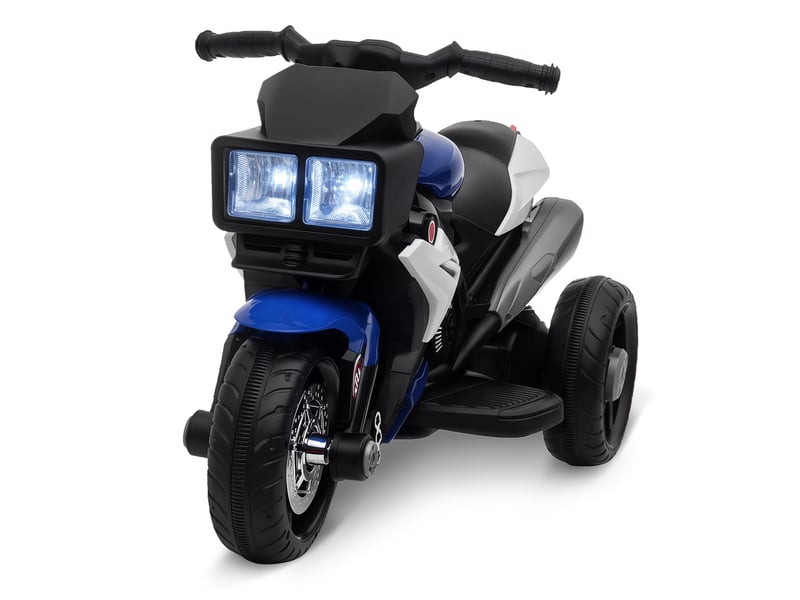  Moto électrique enfant 3-5 ans, 6v max 25 kg, 3 kmh, 3 roues, lumièressons, bleuenoire, 86x42x52 cm.  - Conforama A