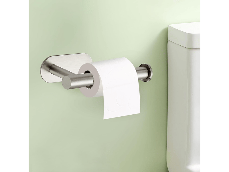  Porte-papier toilette en acier inoxydable, sans perçage, adapté à la salle de bain et à la cuisine, argenté  - Conforama B