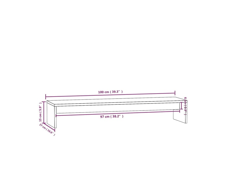  Support de moniteur 100 x 27 x 15 cm bois de pin solide brun 02_0029197  - Conforama E