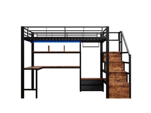 Lit mezzanine 140x200 cm <strong>ZOVIRA</strong>  <strong></strong> coloris noir