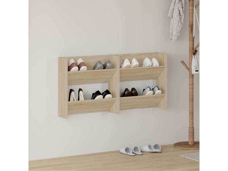  Armoires à chaussures murales 2 pcs chêne sonoma 60x18x60 cm  - Conforama B