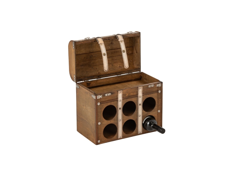  Porte-bouteilles malle antique 42cm marron  - Conforama C