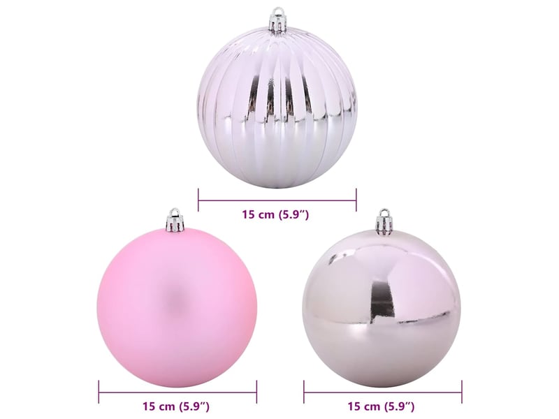  Ensemble de boules de noël xl 9 pcs rose ø 15 cm plastique  - Conforama E