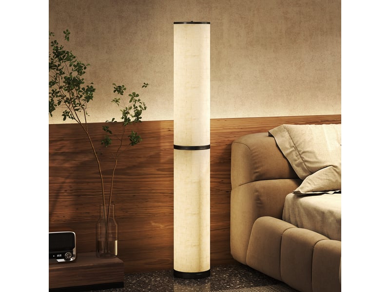  Lampadaire avec télécommande et réglage de la température 3000-6000k, abat-jour en tissu, ø20 x 135 cm, beige  - Conforama B