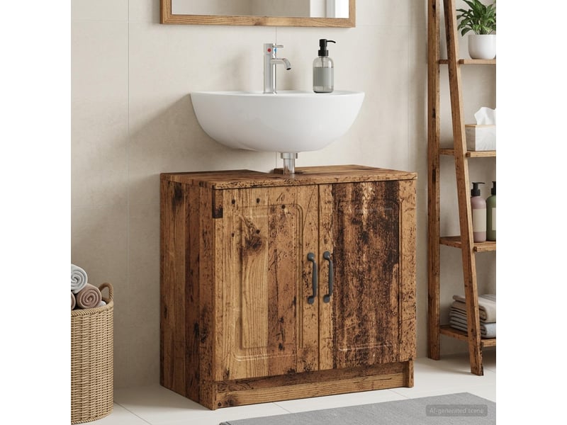 Meuble sous lavabo de salle de bain utrecht bois ancien cf64926 - Conforama B