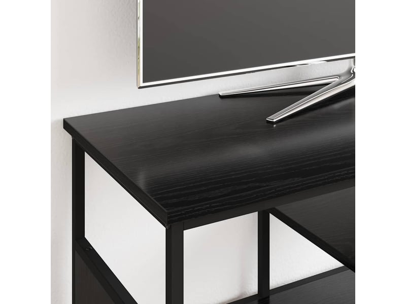  Meuble tv - banc tv - meuble de rangement chêne noir 100 x 35 x 45 cm bois d'ingénierie et fer  - Conforama D