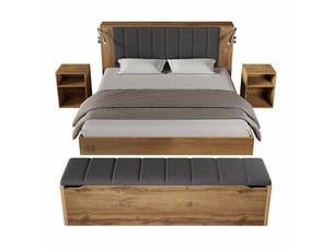 Lit coffre 160x200 cm MEULVA   coloris bois clair