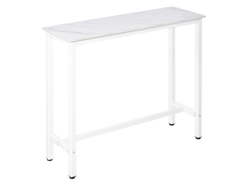  Table haute de bar 120 x 40 x 100 cm, plateau mélamine effet marbre, pieds en acier, table moderne pour cuisine et salle à manger  - Conforama A