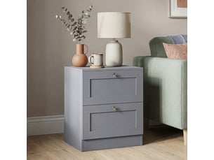 Table de chevet altino 2 tiroirs, commode de nuit, chambre, rangement, 53x40x36cm, gris