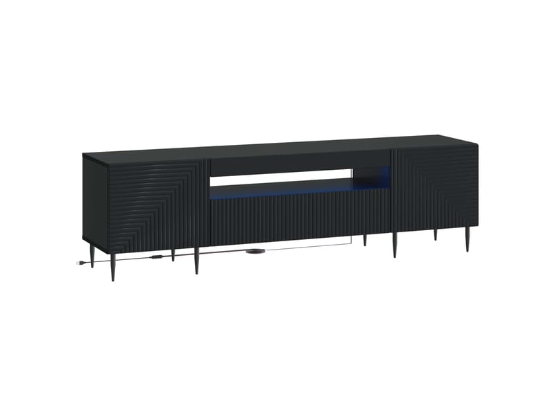  Meuble tv - banc tv - meuble de rangement led noir bois d'ingénierie  - Conforama A