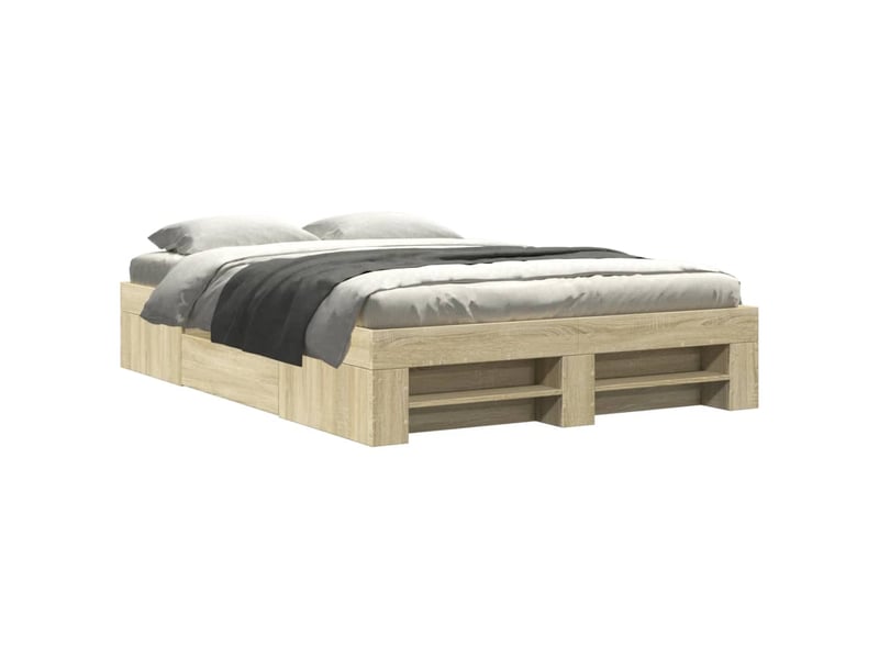  Lit double- lit adulte -  cadre de lit sans matelas chêne sonoma 135x190 cm  - Conforama A