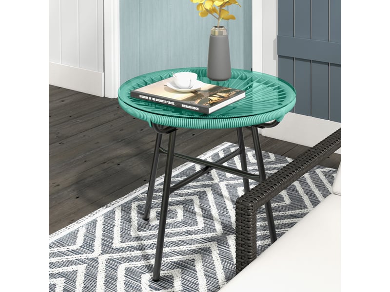  Table basse de jardin ronde métal vert 50x50x50cm  - Conforama C