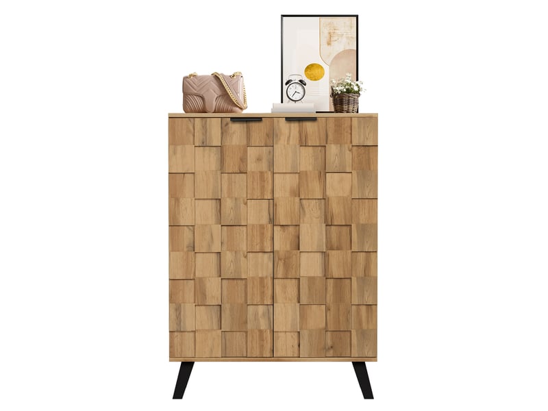 Meuble à chaussures haut – 5 compartiments réglables – décor bois clair – 80,5 x 35 x 109,5 cm - Conforama A