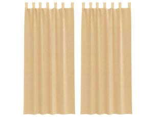 Lot de 2 rideaux en voile, voilages avec boucles sable 140x245 cm cf44324