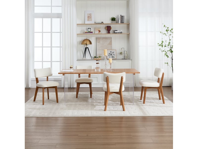 Lot de 2 chaises de salle à manger 54.5x47x77 cm en tissu beige - Conforama E