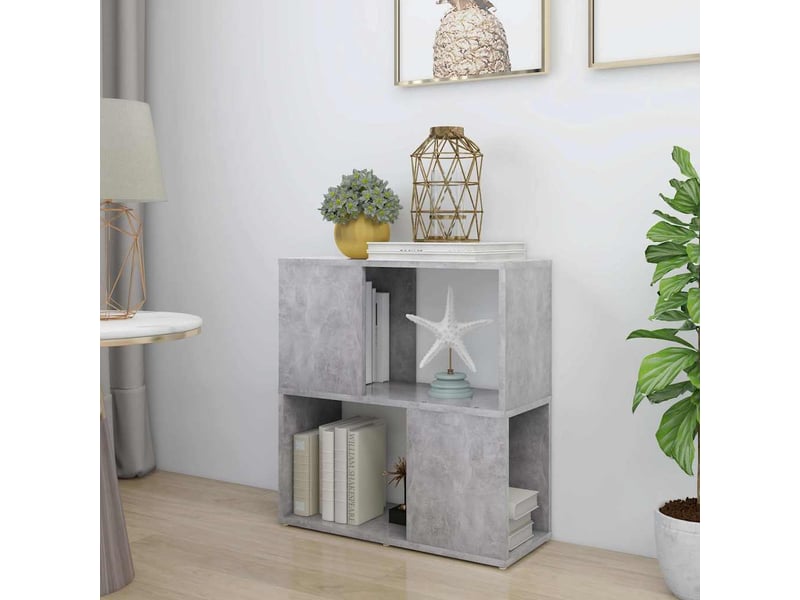  Bibliothèque, meuble de rangement salon gris béton 60x24x63 cm bois d'ingénierie  - Conforama B