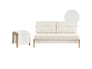 Canapé droit fixe <strong>BELIANI</strong> <strong></strong> 3 places Tissu blanc avec coffre de rangement