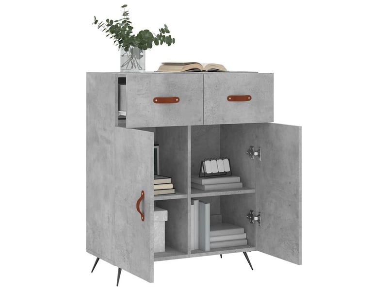  Buffet - bahut - meuble de rangement gris béton 69,5x34x90 cm bois d'ingénierie  - Conforama D