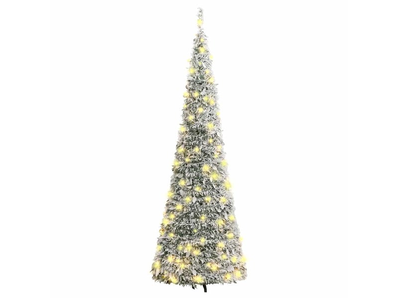  Sapin de noël artificiel, arbre de noël escamotable avec neige floquée 100 led  - Conforama E