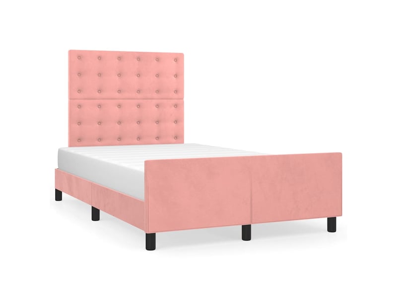  Lit double- lit adulte -  cadre de lit sans matelas rose 120x190 cm velours  - Conforama A
