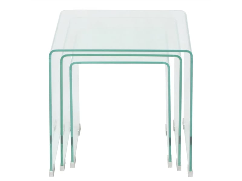  Ensemble de tables gigognes 3 pcs verre trempé transparent  - Conforama B