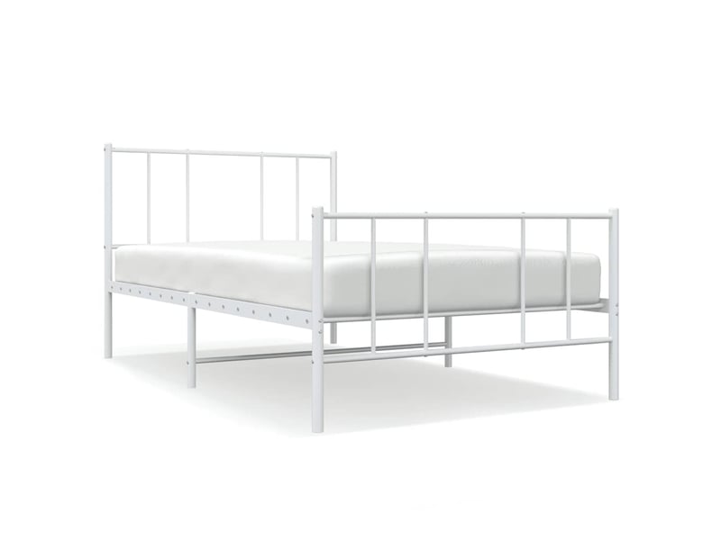  Lit simple- lit adulte -  cadre de lit métal sans matelas avec pied de lit blanc 80x200cm  - Conforama A