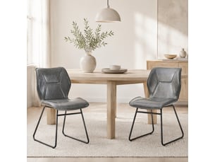 Lot de 2 chaises de salle à manger,60x47,5x81,5 cm,similicuir,gris