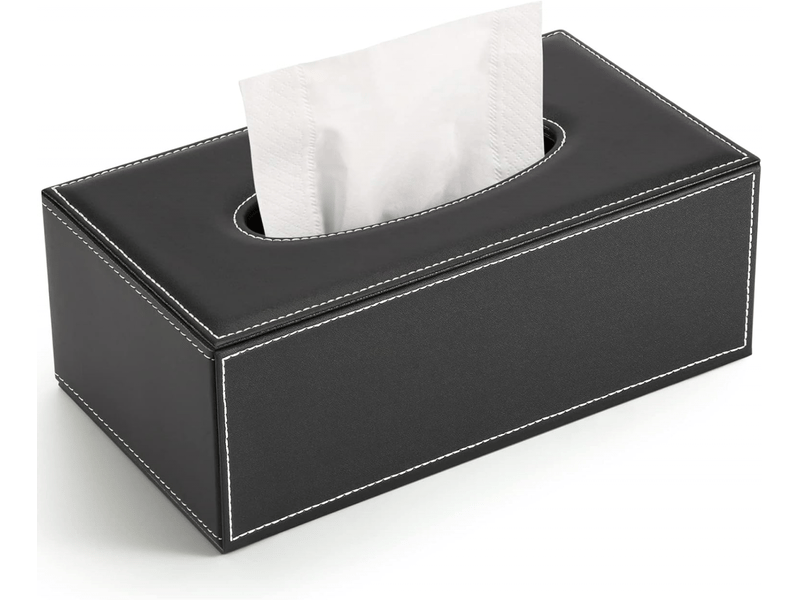  Boîte à mouchoir rectangulaire en cuir ( noir )grande boîte à mouchoirs - motif épingle noire boîte en papier tendance  - Conforama A