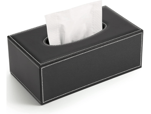 Boîte à mouchoir rectangulaire en cuir ( noir )grande boîte à mouchoirs - motif épingle noire boîte en papier tendance
