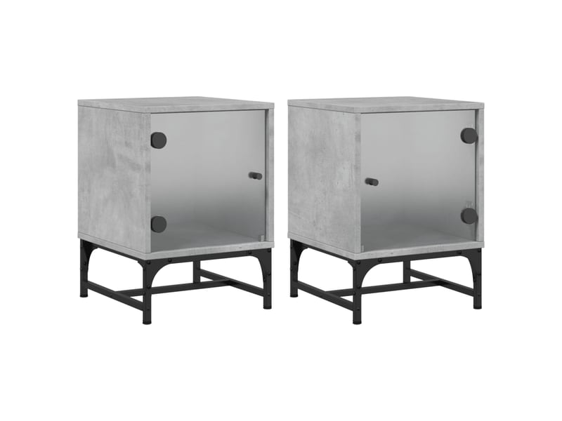  Lot de 2 tables de chevet - cabinet de chevet - table de nuit et portes vitrées gris béton 35x37x50 cm  - Conforama A