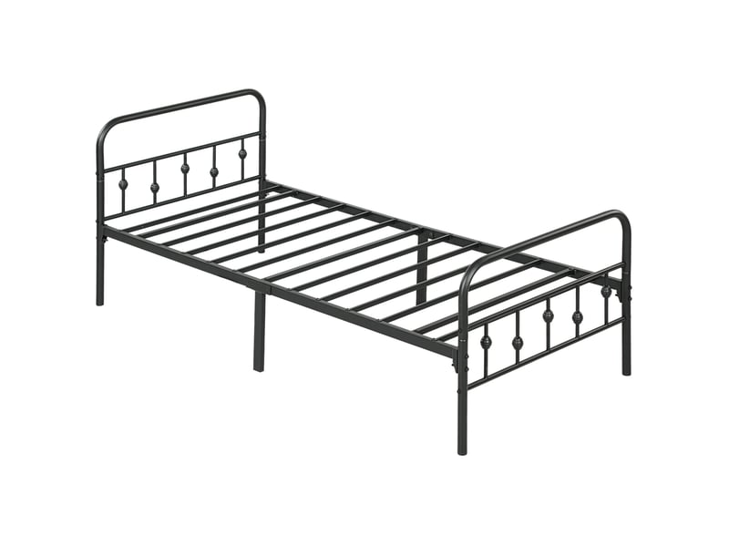  Cadre de lit métal 90x200 noir, lit simple avec sommier intégré, 82,5 cm de hauteur, sans matelas.  - Conforama A