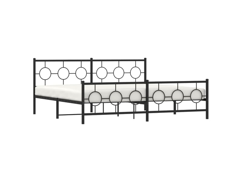 Lit double- lit adulte - cadre de lit métal sans matelas avec pied de lit noir 200x200cm - Conforama C