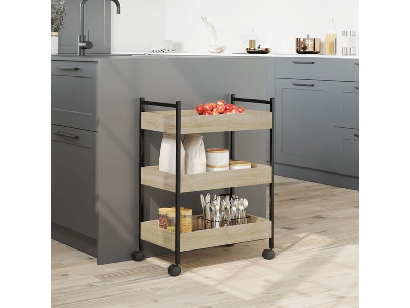  Desserte de cuisine, chariot de rangement chêne sonoma 50x30x70 cm bois d'ingénierie  - Conforama D
