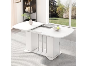 Table à manger extensible multifonction 120160 x 80 cm avec rangement, style moderne, pieds métalliques argentés