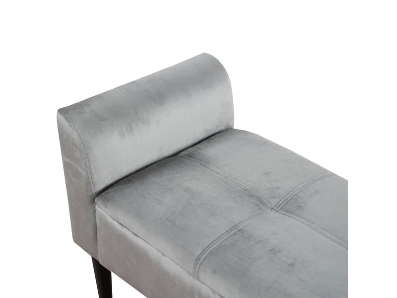  Banc rembourré 116 x 44 x 56 cm gris, velours et mdf, avec accoudoirs pour chambre ou salle à manger  - Conforama E