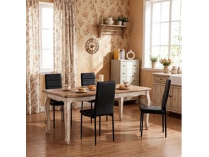 Chaise de repas dossier haut en similicuir noir lot de 4 evryae