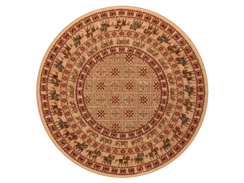 Tapis en laine kashqai 4301 100 cercle oriental, ethnique, couleur saumon bordeaux cercle 160 cm - Conforama B