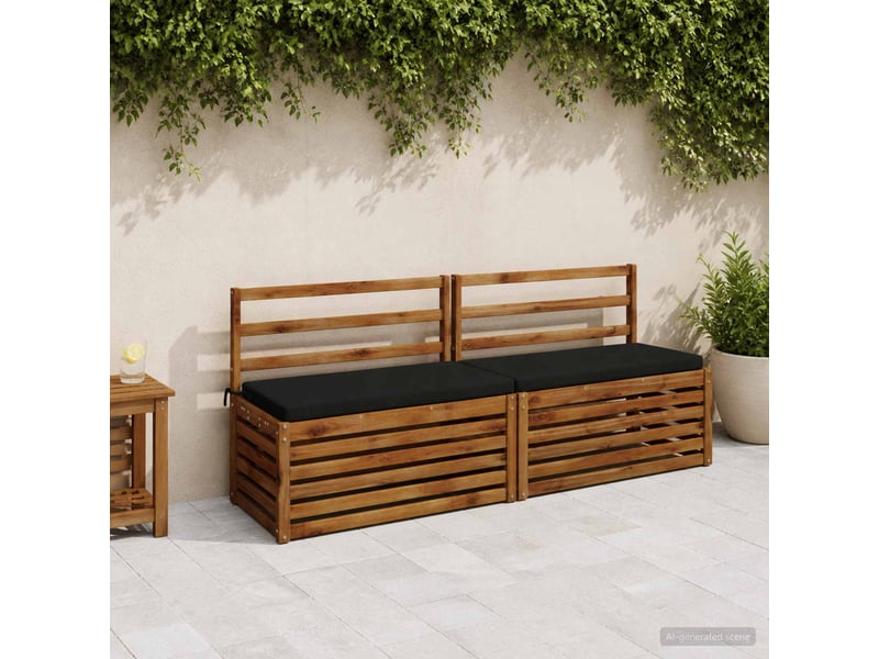  Lot de 2 coussins de banc, coussins d'assise soest 100 % polyester noir cf57313  - Conforama B