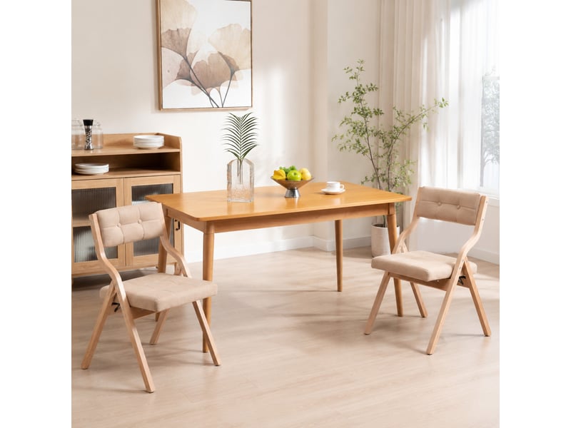  Lot de 2 chaises pliantes en bois et velours kaki 61x48x77 cm  - Conforama D