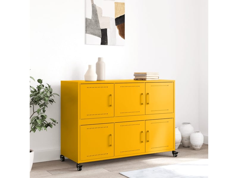  Buffet | meuble de rangement salon jaune moutarde 100,5x39x72 cm acier  - Conforama C