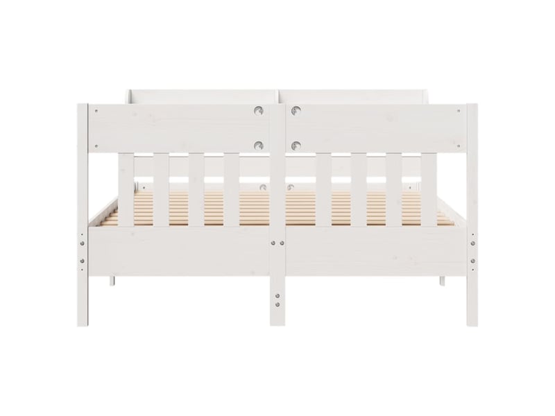  Lit double- lit adulte -  cadre de lit sans matelas blanc 140x200 cm bois de pin massif  - Conforama C