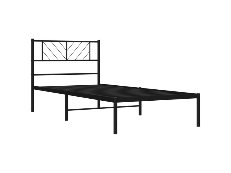  Lit simple- lit adulte -  cadre de lit métal sans matelas avec tête de lit noir 90x200 cm  - Conforama C
