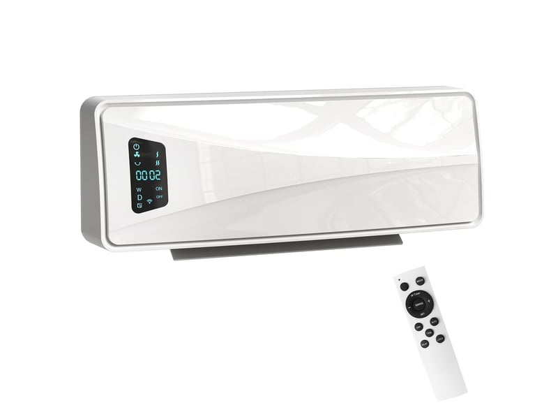 Radiateur électrique mural, 2000 w, avec 3 modes de fonctionnement, affichage led, thermostat, minuterie et fonction d'oscillation,54 x 18,7 x 14,5 cm  - Conforama B