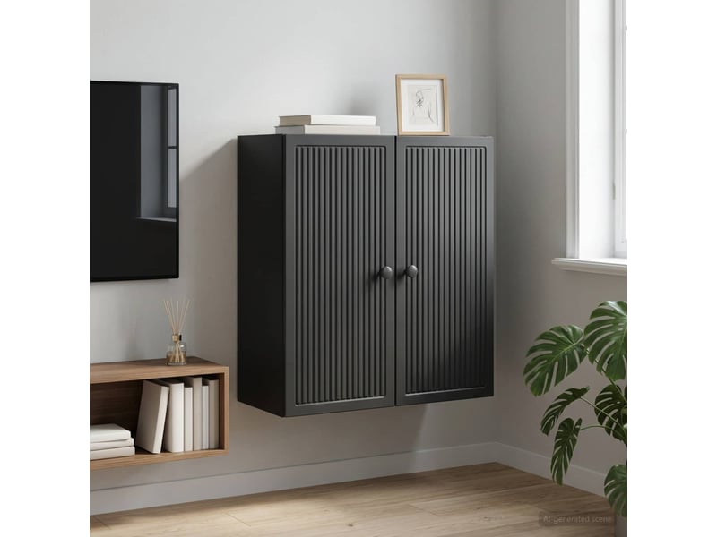  Armoire murale salon, meuble de rangement noir 59 x 31 x 60 cm bois d'ingénierie shl6020  - Conforama B