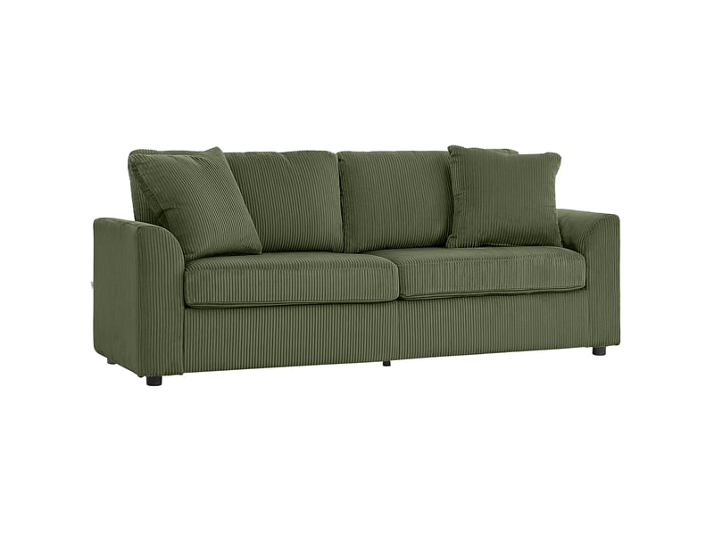  Canapé 3 places 212 cm avec 2 coussins à ressorts, tissu velours côtelé, pour salon, chambre, bureau à domicile, vert  - Conforama B