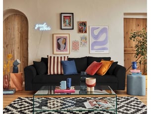Canapé droit fixe BESTMOBILIER RUNE 3 places Velours noir
