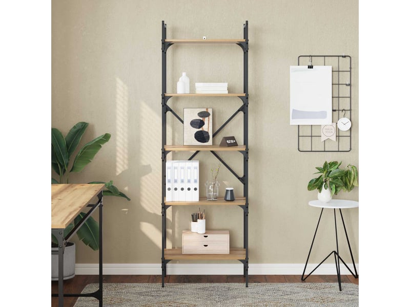  Bibliothèque 5 niveaux, armoire à livres 56 x 32 x 174 cm bois d'ingénierie shl2236  - Conforama D